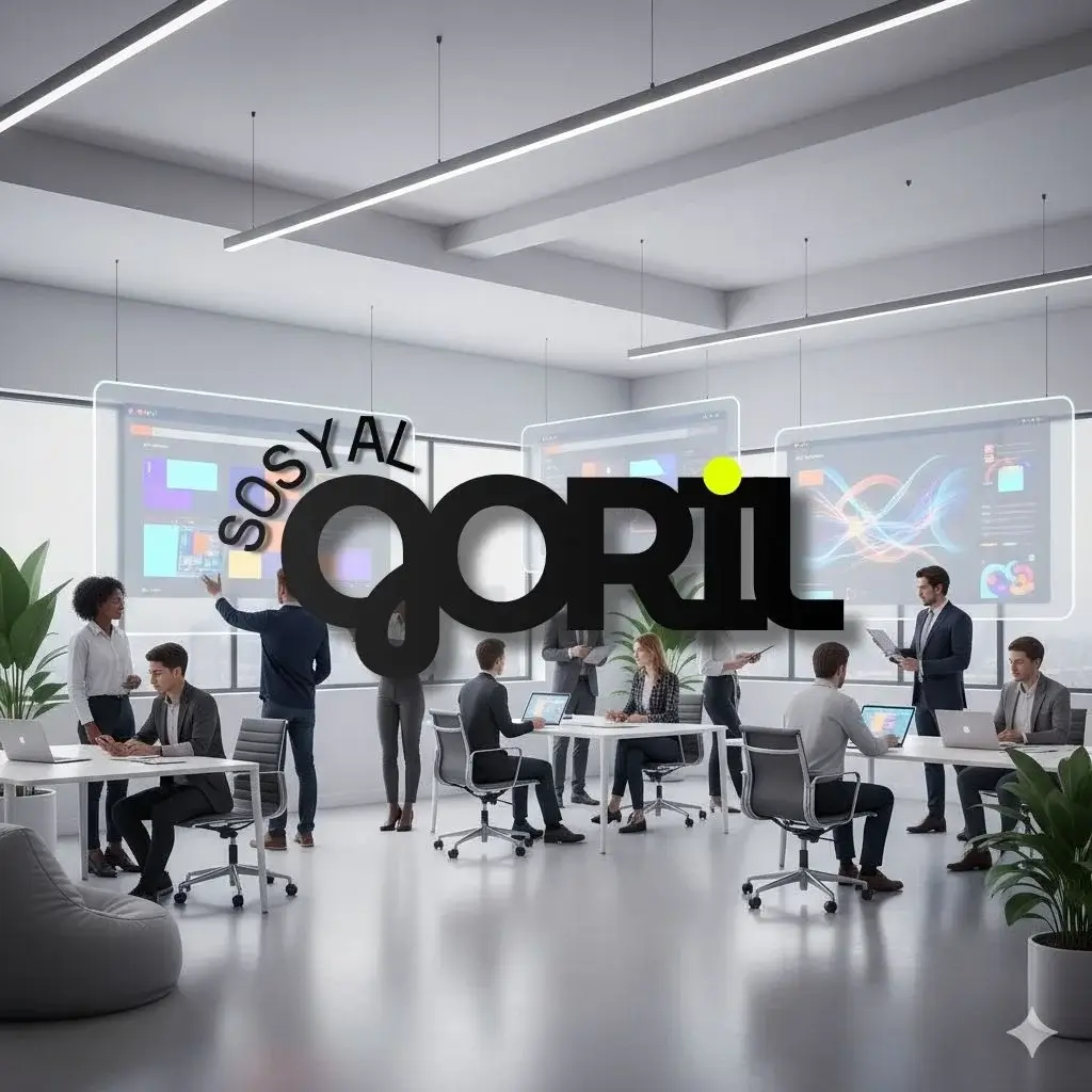 Web tasarımı ve yazılım geliştirmenin &ouml;n planda olduğu, placeholder aray&uuml;z alanları bulunan modern ofis sahnesi.